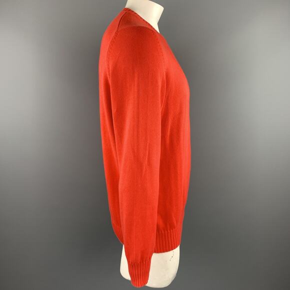 BRUNELLO CUCINELLI Size 44 Orange Knitted Cotton Crew-Neck Pullover - Picture 2 of 4